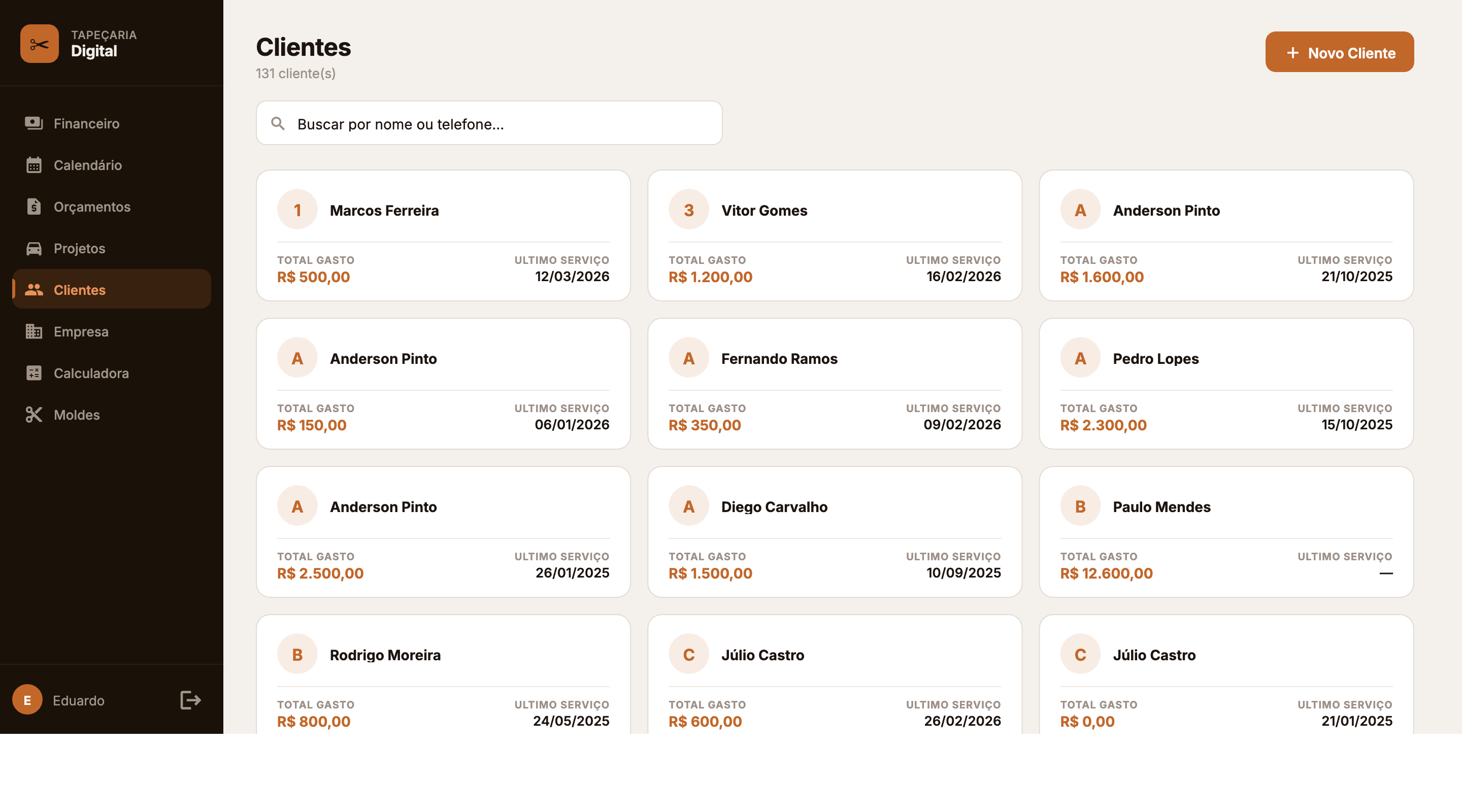Lista de clientes