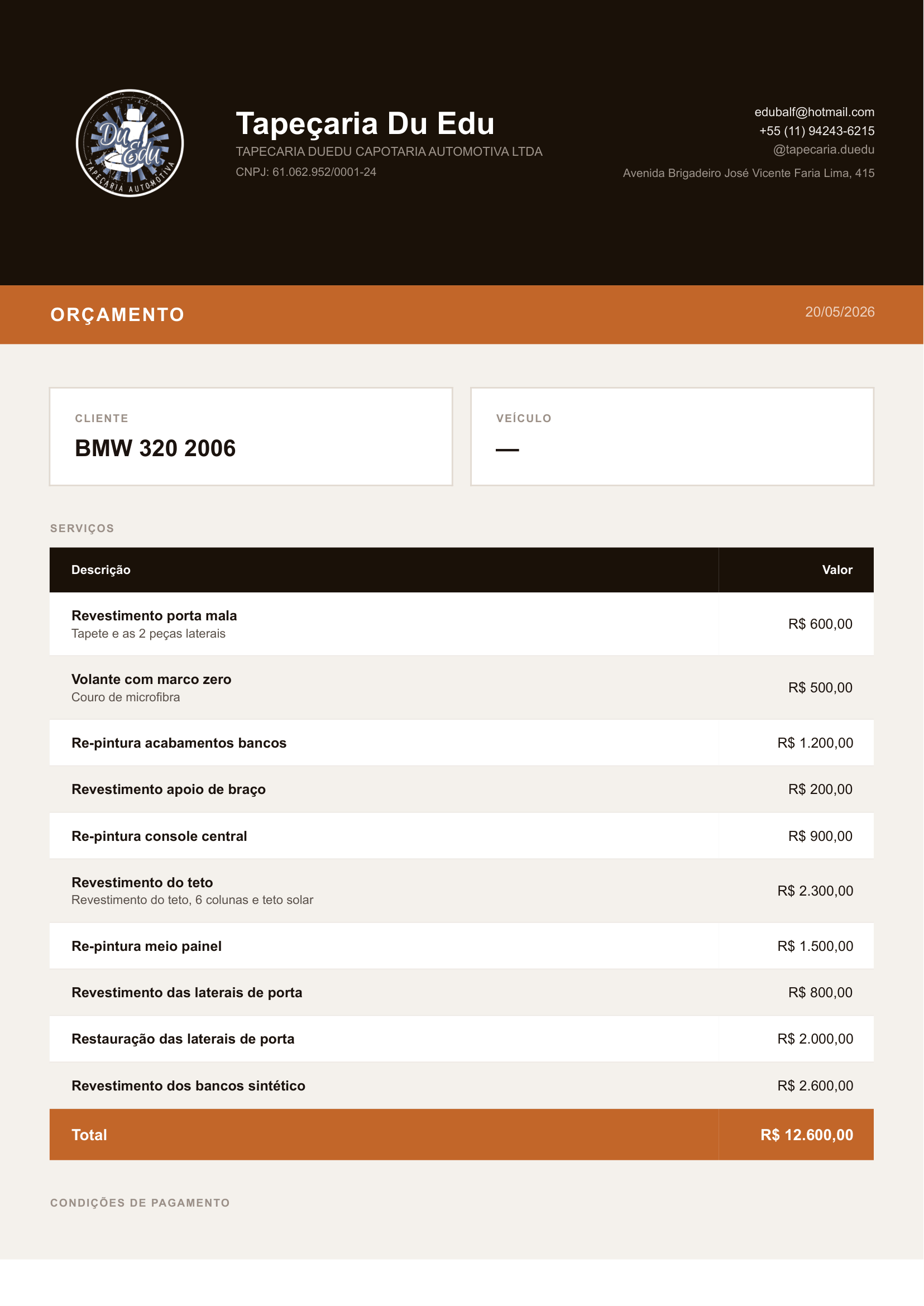 Orçamento em PDF